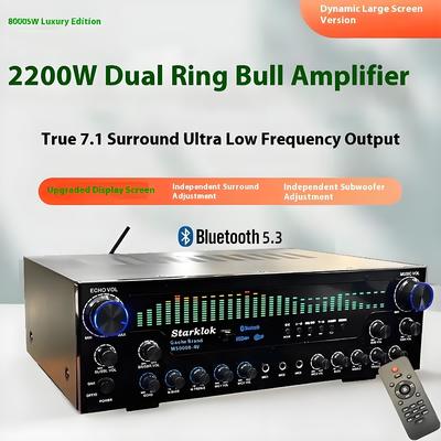 AV-8000SW 프리미엄 에디션 2200W 전문가용 초고출력 7.1 채널 홈 시어터 리시버 앰프 전용 BT 무선