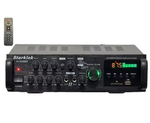 AV-6288BT 1000W 2*500W 고밀도 카라오케 증폭기 듀얼 사용 12V/220V AC/DC BT 무선 플라스틱 재료