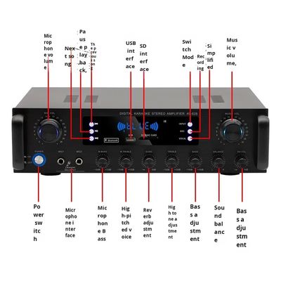 AV-628 프로페셔널 5.1 채널 600W 홈 동축 서브우퍼 앰프 고출력 모델 BT 광섬유 수신기 크로스보더