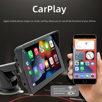 Creatall 7인치 휴대용 차량 MP5 무선 CarPlay 블루투스 FM 송신기 HD 후방 카메라 대시보드 배치 1년
