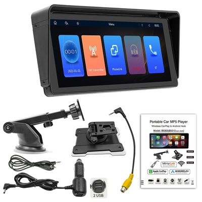 Creatall 10.26인치 휴대용 차량 MP5 플레이어 (BT HD 후방 카메라 FM 송신기 무선 CarPlay 대시보드)