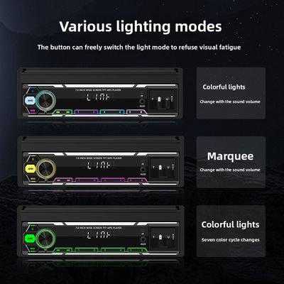 크레탈 7인치 무선 유니버설 자동차 MP5 플레이어 망원경 단일 스핀들 대시보드 장착 MP3 카드 슬롯 USB CarPlay