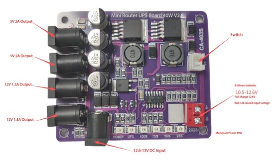 CA-403S 미니 라우터 40W 출력 11.1V 배터리 입력 및 단회로 보호 장치