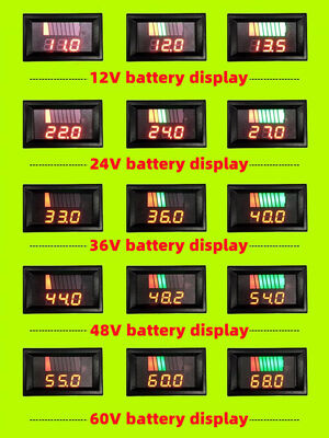 LED Voltmeter Display for Car Battery Charge Level Indicator 12V-72V DC Power Lithium Battery Capacity Meter Tester