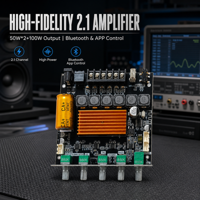 CA-TB21H 2.1 채널 TPA3116 블루투스 증폭기 보드 50W+50W+100W 오디오 증폭기 모듈 APP 제어