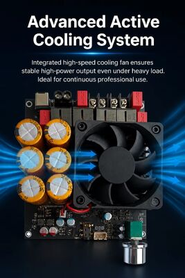 600W+600W 듀얼 TPA3255 앰프 보드 팬 냉각 클래스 D 스테레오 앰프 보드 DC18-50V