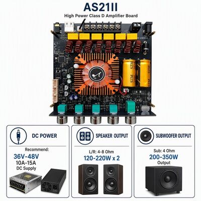 2.1 채널 듀얼 TPA3255 블루투스 5.1 앰프 보드 오디오 앰프 모듈 220W+220W+350W